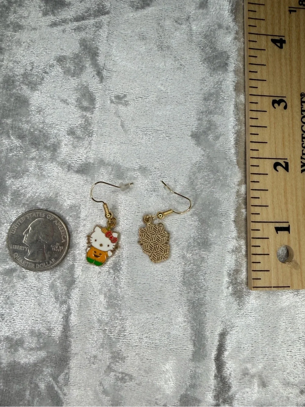 Hello Kitty Inspired Pumpkin Drop Earrings
